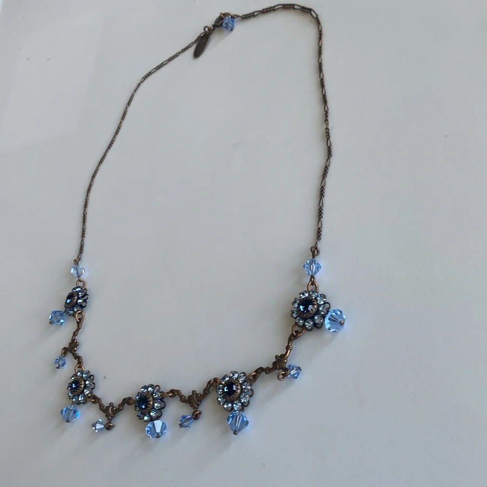 Liz Palacios Blue Crystal Floral Necklace - Picture 4 of 9